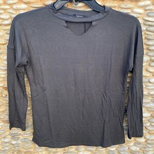 Terez Girl's Olive Solid V Cutout Pullover Long Sleeve. Size Small. NWT